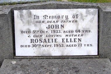 Photograph - Digital image, John and Rosalie McLaughlin [grave], 05/10/1933