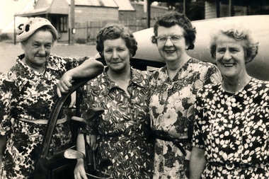 Photograph - Digital image, Group of ladies outside Foard's Store. (Names L:R  Mrs Rundle? Nancy Foard Ivy Lines and Jean Partington), 1950c