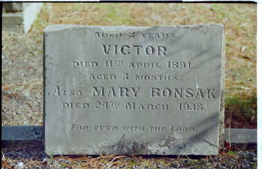 Photograph - Digital Image, Grave of Victor and Mary Bonsak, Greensborough Cemetery, 11/04/1891