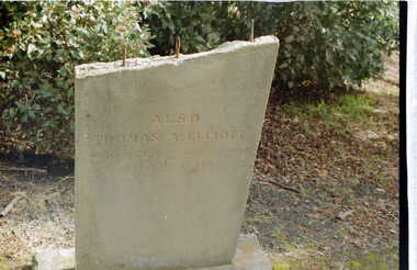 Photograph - Digital Image, Grave of  Thomas A Elliott and Elizabeth Elliott, Greensborough Cemetery, 01/12/1880