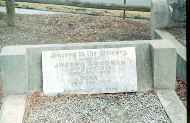 Photograph - Digital Image, Grave of Joseph and Dorothea (Dora) Goodman, Greensborough Cemetery, 04/07/1932