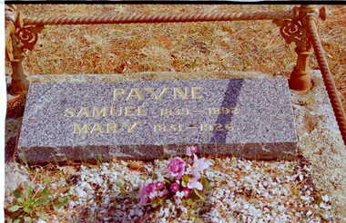 Photograph - Digital Image, Grave of Samuel Payne and Mary Payne, Greensborough Cemetery, 30/09/1892