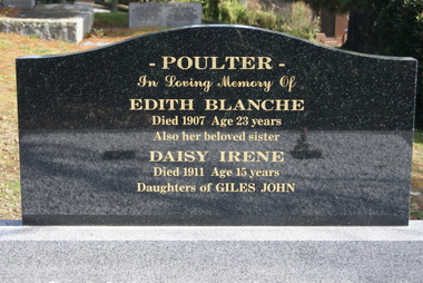 Photograph - Digital Image, Grave of Edith Poulter, Greensborough Cemetery, 1907_
