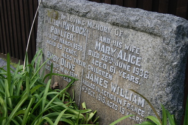 Photograph - Digital Image, Grave of William Haylock Poulter and Mary Alice Poulter, and their children Ruby O. Poulter and James W. Poulter, Greensborough Cemetery, 20/03/1934