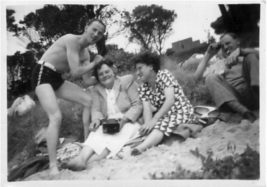 Photograph - Digital image, Beach group, 1960c