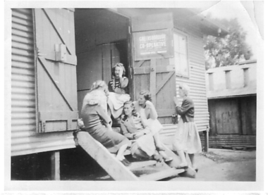 Photograph - Digital Image, Women on steps of Greensborough Co-op, 1950c