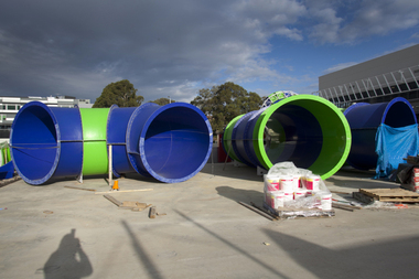 Photograph - Digital image, Watermarc under construction: Sections of waterslide, 18/05/2012