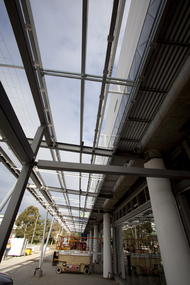 Photograph - Digital image, Watermarc under construction: View of trusses and beams, 18/05/2012