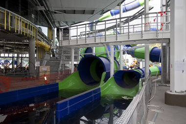 Photograph - Digital image, Watermarc under construction: Interior with part constructed waterslide, 18/05/2012