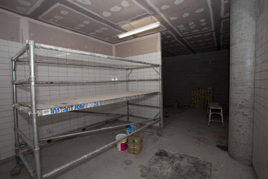 Photograph - Digital image, Watermarc under construction: Interior, part tiled with scaffold, 18/05/2012