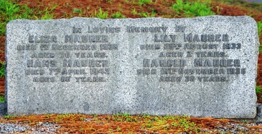 Photograph - Digital Image, Grave of Eliza Maurer, Hans Maurer, Lily Maurer and Harold Maurer , Greensborough Cemetery, 01/12/1938