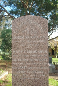 Photograph - Digital Image, Grave of John Scotland, Mary Colquhoun, Catherine Sievwright and Janet Scotland, Greensborough Cemetery, 21/11/1888