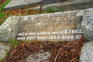 Photograph - Digital Image, Grave of Herbert V. Jennings and Ethel H. Jennings, Greensborough Cemetery, 08/07/1931