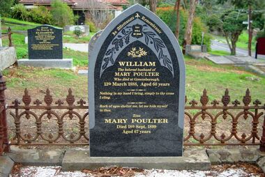 Photograph - Digital Image, Grave of William Poulter and Mary Poulter, Greensborough Cemetery, 13/03/1888