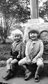Photograph - Digital image, Lobb children at Greensborough War Memorial, 1950c
