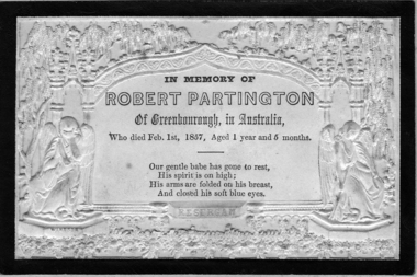 Bereavement Card -  Digital image, Robert Partington, 1857 - bereavement card, 01/02/1857