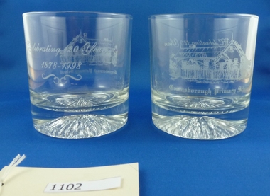 Glasses, Greensborough Primary School, Greensborough State School 120 Year Commemorative glasses, 1998_