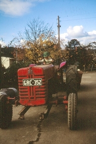 Photograph - Digital image, Duane Rowe on Partington Tractor, 1954c