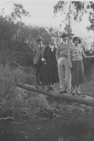 Photograph - Digital image, Alan Partington and others on log to Willis Vale, 1935c