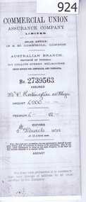Document - Insurance Policy (copy), Insurance policies belonging to the Partington Family, 1894 and 1912, 04/03/1894