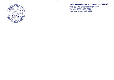 Document - Letterhead, Letterhead from Greensborough Secondary College Gr8750, 01/01/1990