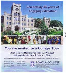 Newspaper clipping, Celebrating 35 years of engaging education: Loyola College, 11/03/2015