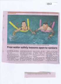 Newspaper Clipping, Free water safety lessons open to seniors, 16/04/2014