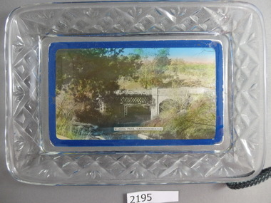 Commemorative Plate, Wading Pool Greensborough glass dish, 1940s
