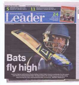 Newspaper clipping, Bats fly high, 05/03/2014