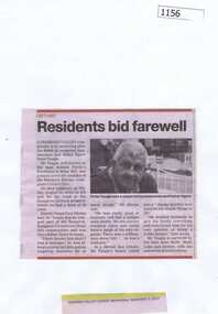 Newspaper clipping, Residents bid farewell, 03/09/2014
