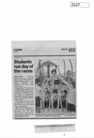 Newspaper clipping, Students run day of the races, 10/12/2014