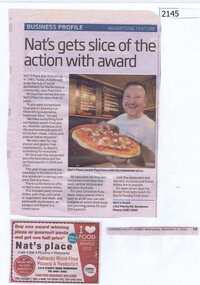 Newspaper clipping, Nat's gets slice of the action with award, 17/12/2014