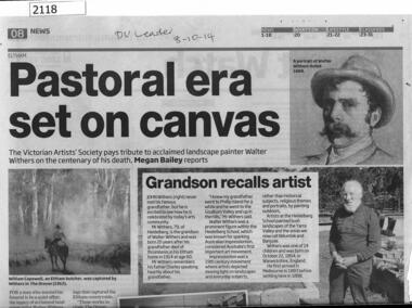 Newspaper clipping, Pastoral era set on canvas, 08/10/2014