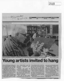 Newspaper clipping, Young artists invited to hang, 08/10/2014