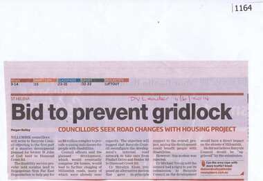 Newspaper clipping, Bid to prevent gridlock, 11/06/2014