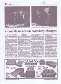 Newspaper clipping [copy], Diamond Valley News, Councils mixed on boundary changes, 26/10/1994