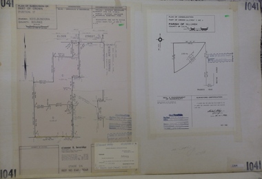Planning Document, Subdivision Plan #1041. Elder Street Greensborough, 20/04/1983