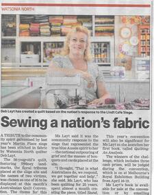 Newspaper clipping, Sewing a nation's fabric, 15/04/2015