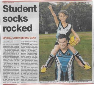 Newspaper clipping, Student socks rocked, 03/06/2015