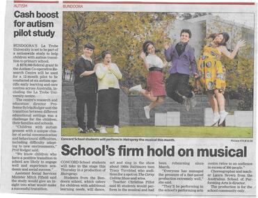 Newspaper clipping, School's firm hold on musical - Concord School Bu5027, 17/06/2015