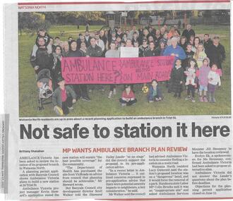 Newspaper clipping, Not safe to station it here, 17/06/2015