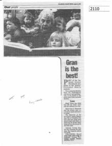 Newspaper clipping (copy), Diamond Valley News, Gran is the best!, 09/08/1993