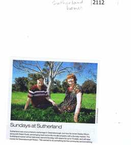 Newspaper clipping, Diamond Valley Leader, Sundays at Sutherland, 2013_