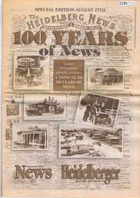 Newspaper, Heidelberg Leader, The Heidelberg News Special Edition. August 27 1997, 27/08/1997