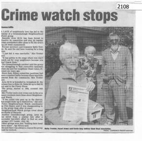 Newspaper clipping (copy), Diamond Valley Leader, Crime watch stops, 2006_