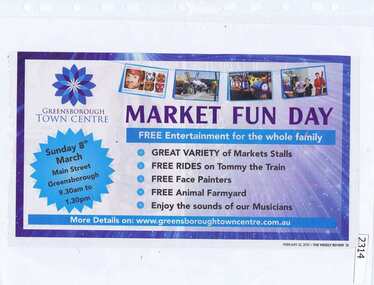 Advertisement - Newspaper Clipping, The Weekly Review, Market fun day (March 8 2015), 25/2/2015