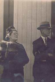 Photograph - Digital Image, Roy and Jean Franklin waiting for boat, late 1940s, 1948c