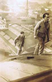 Photograph - Digital image, Workers on roof of State Library of Victoria Dome 1947, 1947_