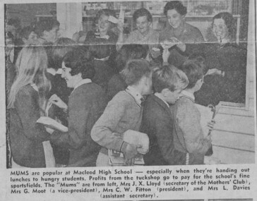 Newspaper clipping (digital image), The Herald, 1966 Macleod High School Mothers McHIGH Club [Herald Article], 1966c