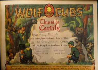 Certificate - Digital Image, Wolf Scout Certificate, 1951, 15/06/1951